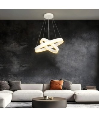 kelvo® VENOM 61186-DECO Μοντέρνο Κρεμαστό Φωτιστικό Οροφής LED 75W 8818lm 120° AC 220-240V IP20 Ρυθμιζόμενο Λευκό CCT με Χειριστήριο από 2700K έως 6000K Dimmable - Lumileds SMD Chip - Λευκό Ματ - Μ60 x Π60 x Υ40cm - 3 Χρόνια Εγγύηση